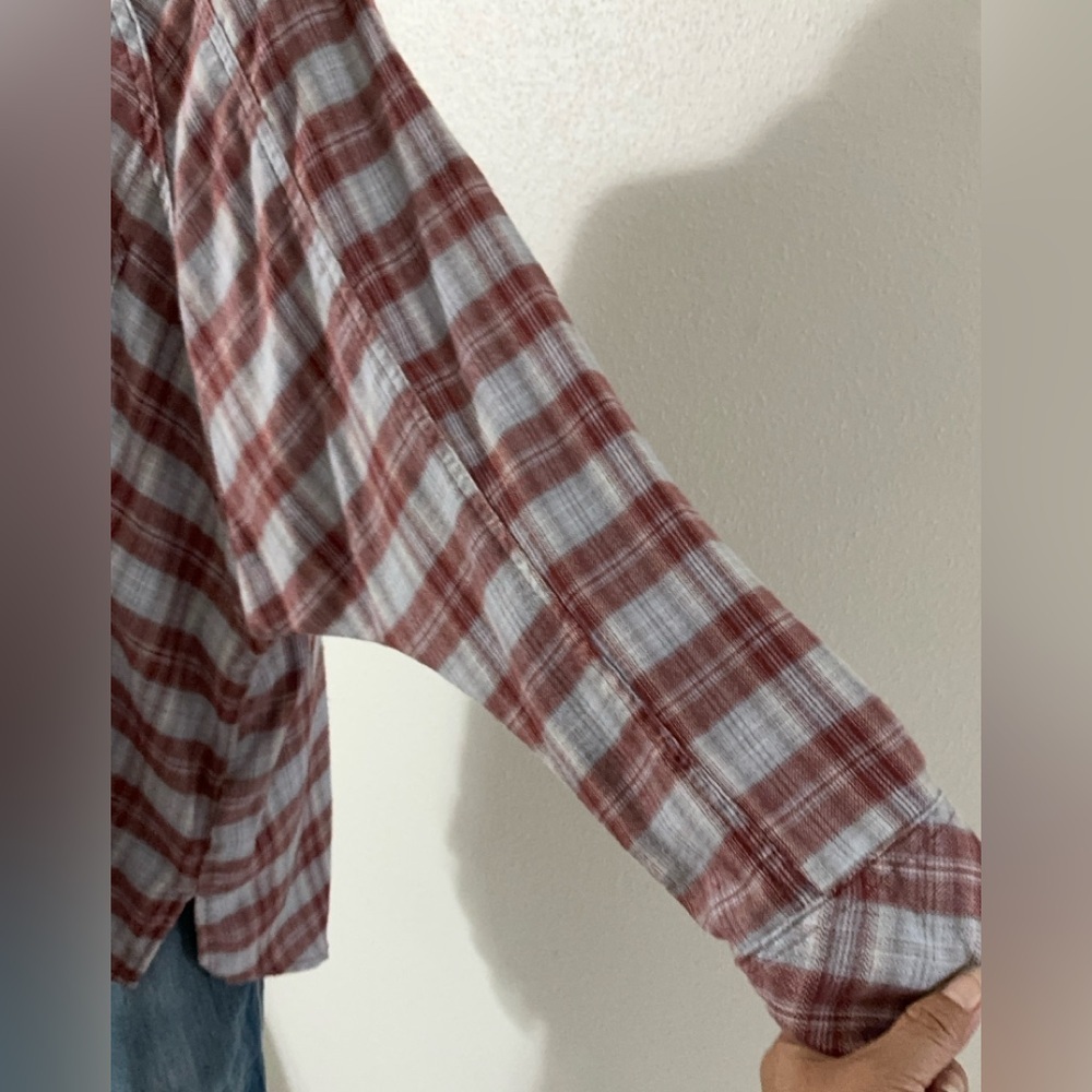 EUC BDG Urban Outfitters Brandon Plaid High-low Flannel Button-up Shirt S/P - Picture 9 of 15